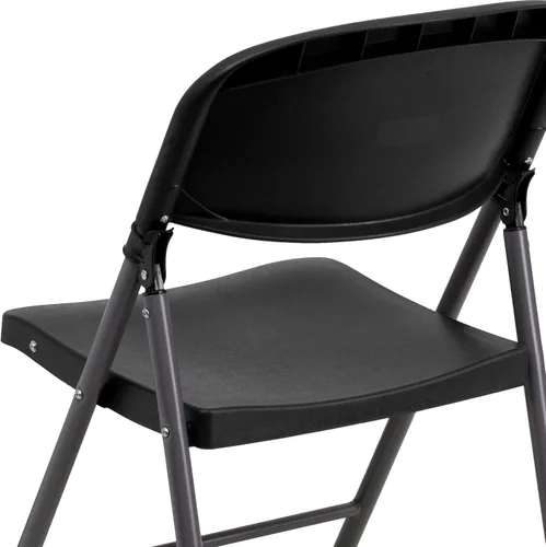 Vista 10 de Flash Furniture HERCULES Series - Silla plegable de plástico negro con marco de carbón y capacidad de 330 libras