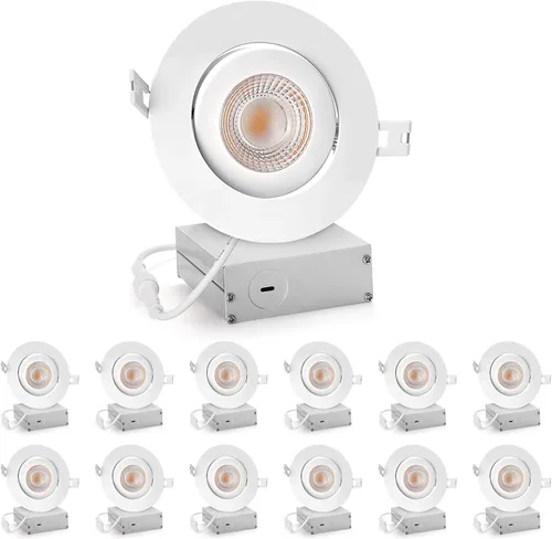 Vista 9 de Luces empotrables LED de 4 pulgadas, ultra finas y ajustables, con caja de conexiones de 9 vatios, 750 lm, luz regulable ETL