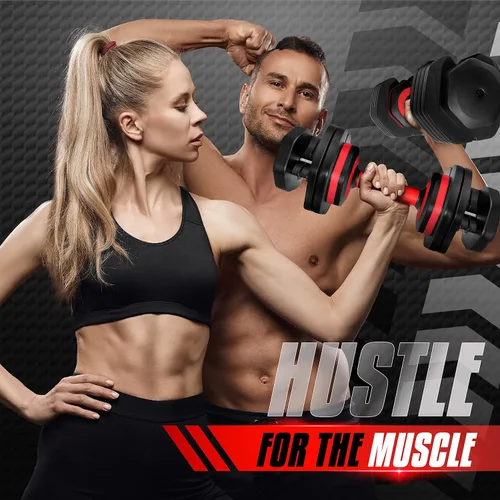 Vista 6 de Yes4All Par de mancuernas ajustables de 25/55 libras, 5 en 1, pesas ajustables con mango antideslizante y prolocks resistentes