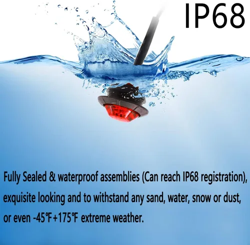 Vista 5 de KEING Paquete de 10 luces LED ámbar + 10 unidades rojas + 10 unidades selladas blancas impermeables pequeñas redondas de 3/4 pulgadas, luces