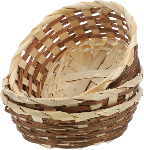 Vista 12 de EXCEART Juego de 3 cestas de frutas de bambú de 6.69 pulgadas hechas a mano, redondas, tejidas, para cocina, comedor, servir alimentos, aperitivos