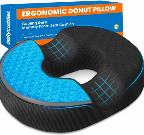 Vista 12 de Donut Pillow Cojín de espuma viscoelástica de gel refrescante, grande, color negro