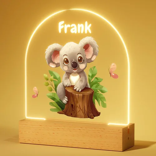 witfox Luz nocturna personalizada, luz nocturna acrílica Koala, regalos personalizados para niños, nombre personalizado, brillo ajustable,