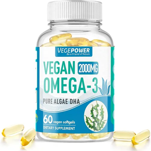 Suplemento vegano Omega 3 DHA – Aceite de algas, DHA a base de plantas, 800 mg, sin carragenina, reemplazo para aceite de pescado, apoya el corazón,