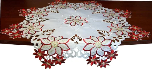 Vista 6 de EcoSol Designs Camino de mesa bordado con flores, parte superior, elegante centro de mesa para mesas rectangulares y ovaladas, ideal para eventos