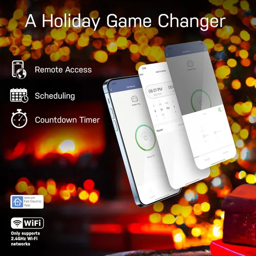 Vista 3 de Feit Electric WiFi compatible con Alexa y Google Home, aplicación Feit, no requiere hub, control remoto desde cualquier lugar, enchufe de toma