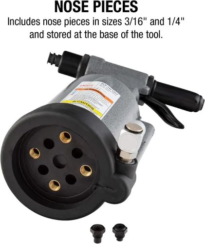 Vista 3 de SUNEX TOOLS SX1819T, pistola de remache resistente, juegos de remaches de 3/16 y ¼ de pulgada, potencia de tracción de 3690 libras, piezas de nariz