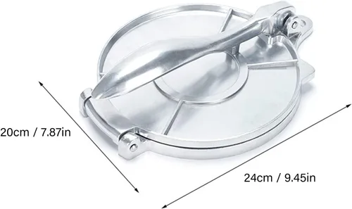 Vista 2 de Prensa de tortilla, herramienta de prensado Roti de aleación de aluminio con mango curvo para masa de quesadilla presazonada Pataconera Tawa 7.9 in