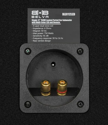 Vista 6 de BELVA BLB112LED Subwoofer de coche con puerto cargado de 12 pulgadas y 750 W con LED multicolor y control remoto