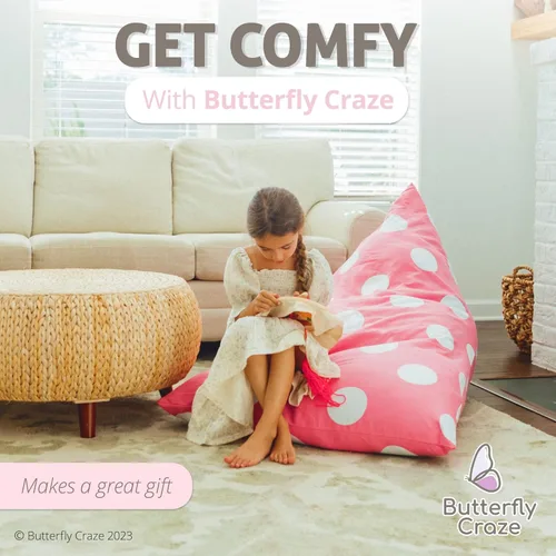 Vista 8 de Funda para silla con diseño de mariposa para niños y adolescentes, Lona, lunares rosado claro