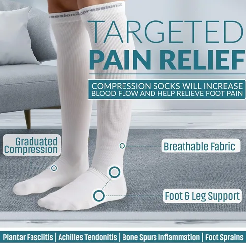 Vista 3 de CompressionZ 30-40 mmHg Compression Socks for Women & Men Knee-High Support Stockings Travel, Nurses and Athletes