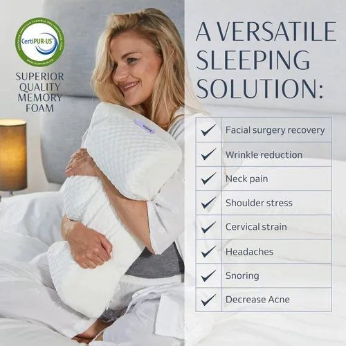 Vista 6 de YourFacePillow, Almohada de Belleza para Dormir de Espalda, Almohada Cervical de Contorno de Espuma Viscoelástica, Apoyo Ergonómico para Cuello