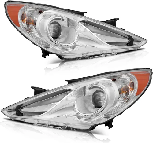 Vista 28 de LSAILON Conjunto de faros delanteros de repuesto para Hyundai Sonata 2011-2014 (no compatible con modelos híbridos) carcasa negra, reflector ámbar