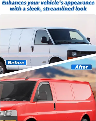 Vista 7 de protectores de lluvia en el canal para ventanas, compatibles con Chevy Express Van 1996-2026/GMC Savana 1996-2026, protectores de ventana extra
