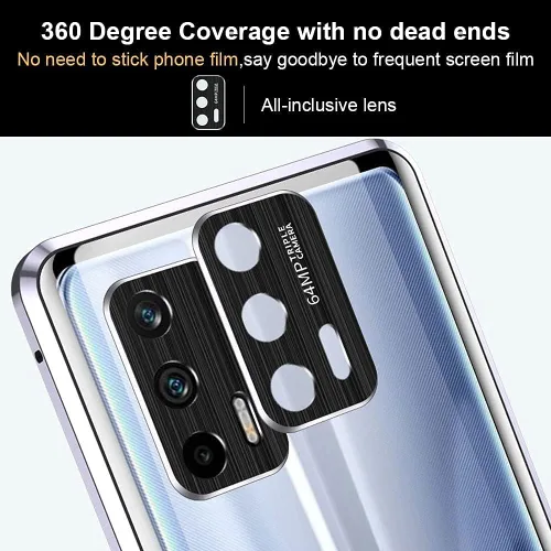 Vista 4 de Funda compatible con Realme GT Master Edition transparente, marco magnético de metal delgado, vidrio templado de doble cara, transparente, a prueba