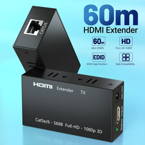 Vista 3 de Extensor HDMI de hasta 196.9 ft (196 pies), transmisor y receptor a través de LAN Ethernet, repetidor HDMI a Ethernet