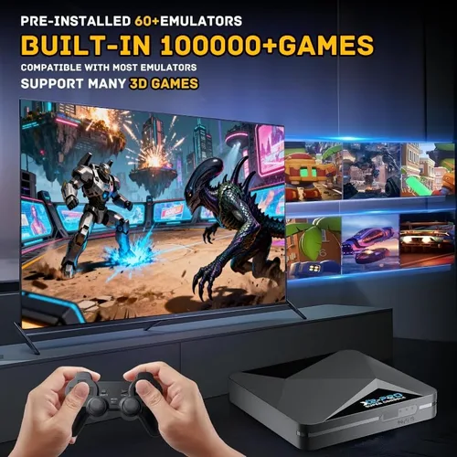 Vista 2 de Kinhank Super Console X2 pro with 100000+Games Retro Game Console,Video Game Console with EmuELEC 4.5Android 9.0 in 1, 2.4G+5G and BT 5.0,Compatible