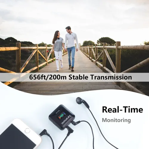 Vista 5 de Saramonic Blink M2 - Micrófono inalámbrico Lavalier para cámaras, grabación integrada, rango de 656 pies, duración de la batería de 12 horas