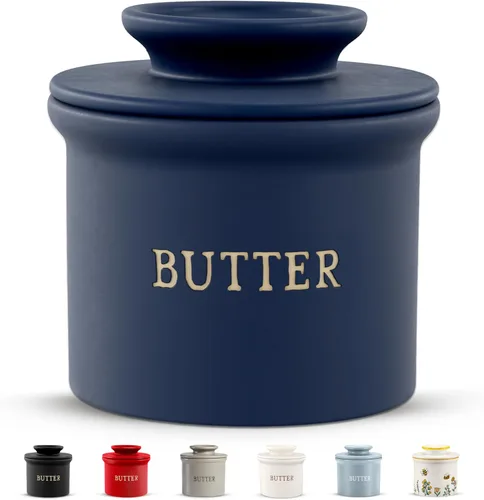 Vista 13 de KooK Recipiente para Mantequilla con Tapa, Mantequilla Suave para Untar, Mantequilla Francesa de Cerámica para Dejar en la Encimera con Línea