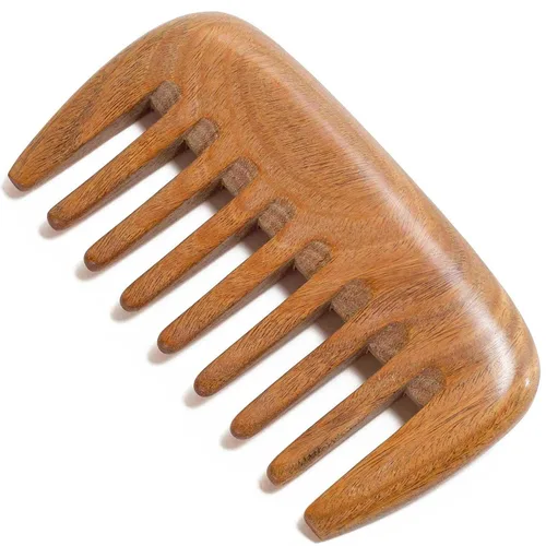 Peine de madera, peine de sándalo verde para mujeres y hombres, peine de dientes anchos de madera, peine de pelo de madera, crecimiento del cabello,