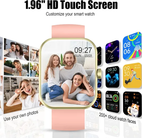 Vista 6 de Reloj inteligente para hombres y mujeres, versión 2025 (respuesta/hacer llamadas) 1.96 pulgadas, HD, reloj para correr, impermeable, podómetro