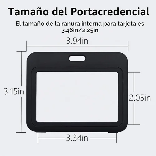 Vista 6 de Portatarjetas de identificación con clip de plástico, ventanas transparentes verticales de doble cara, estuche de plástico negro duro, resistente al