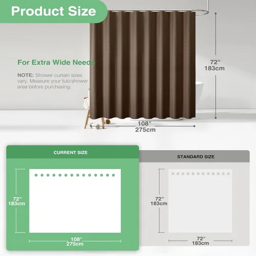 Vista 326 de Cortina de ducha de tela Dynamene verde oscuro - Cortinas de baño de tela de nido de abeja texturizadas resistentes, juego de cortinas de baño