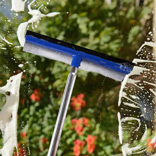 Vista 6 de YONILL Escobilla de limpieza de 72 pulgadas para limpieza – Herramienta de limpieza de ventanas de mango largo con cuchilla de goma y esponja