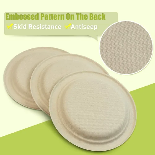 Vista 45 de Green Earth, Platos compostables de 10 pulgadas, 125 unidades, fibras de bambú naturales, vajilla diaria – biodegradable – Desechable forma ovalada