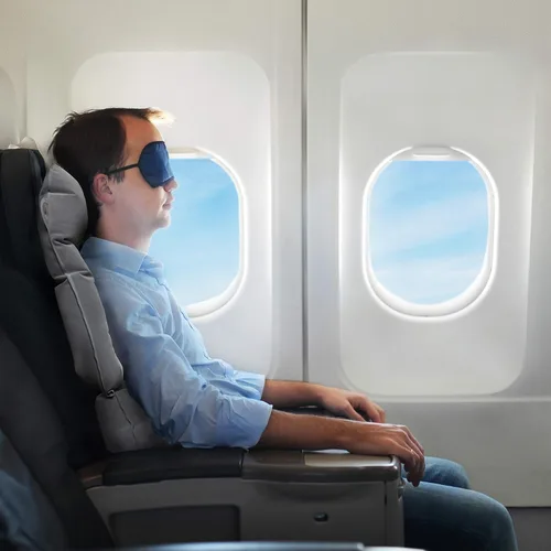 Vista 5 de Cojín de viaje inflable para respaldo y asiento con soporte lumbar y cuello 1 paquete