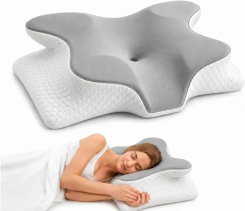 Vista 5 de Almohada CPAP para dormir de lado - Almohada cervical 2-1 para aliviar el dolor, almohada de espuma viscoelástica refrescante