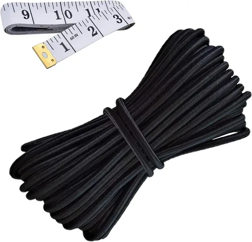Vista 8 de Cordón Elástico de 1.5MM x 50M, Cordón Elástico Negro para Bungee con Funda de Nylon y Alta Resistencia para Manualidades y Costura DIY