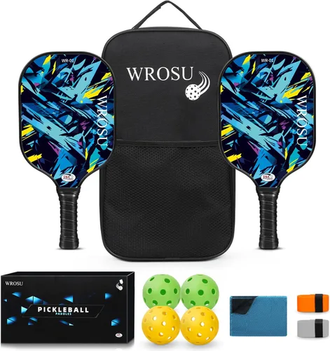 Carbon Fiber Pickleball Paddles Set of 4 or 2 Rackets,USAPA Approved Pickleballs Equipment with Balls,Bag,Accessories,Carbon Fiber T300 Lightweight