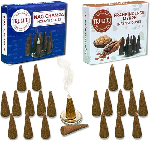Vista 29 de TRUMIRI Conos de Incienso - Paquete Combo de 20 Conos de Incienso - 10 Cedro + 10 Pino - Conos de Incienso - Conos de Incienso Perfumados - Aromas