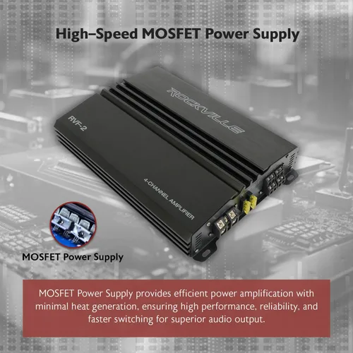 Vista 3 de Rockville RVA-M2 Amplificador de 2500 W pico/625 W CEA RMS