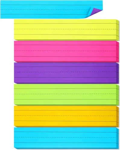 Vista 8 de 150 hojas de tiras de oración rayadas arco iris tiras de aprendizaje para suministros de oficina escolar, paquete de 6