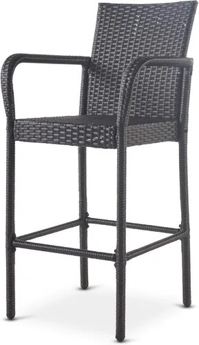 Vista 5 de Christopher Knight Home Delfina Taburetes de mimbre para exteriores, juego de 2 piezas, color gris