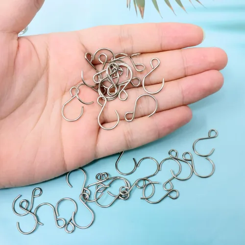 Vista 7 de Honbay 200 ganchos en forma de S de acero inoxidable para adornos pequeños, ganchos de cortina de cuentas de cristal para atrapasoles, lámparas