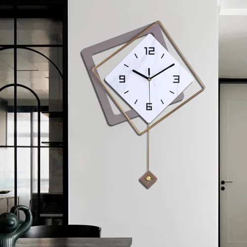 Vista 8 de Reloj de pared con péndulo, cuarzo de calidad silenciosa, funciona con pilas, modernos relojes de pared grandes para sala de estar, cocina, hogar