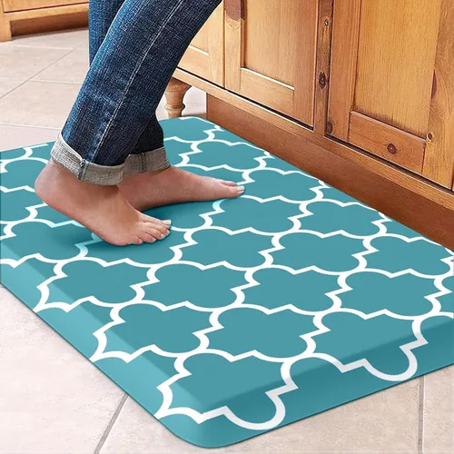 Vista 90 de WISELIFE Tapete de cocina acolchado antifatiga, 17.3 x 28 pulgadas, antideslizante, resistente, de PVC, ergonómico, impermeable, cómodo