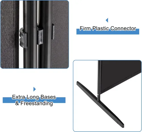 Vista 6 de Divisor de habitación de 4 paneles de 6 pies, pantalla de privacidad plegable de 5.64 oz, pantalla plegable, independiente, ligera, portátil