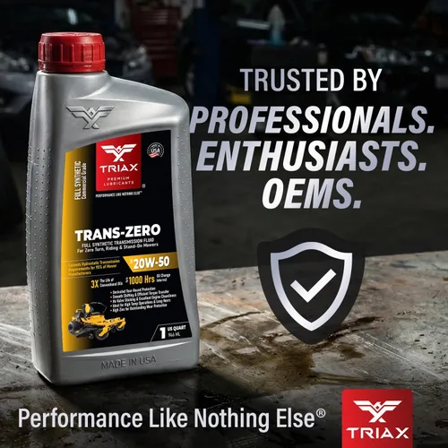 Vista 8 de TRIAX Trans Zero 20W-50 Aceite de transmisión hidrostático totalmente sintético para cortacésped de giro cero (1 galón)