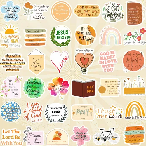 Vista 3 de 200 piezas de calcomanías cristianas inspiradas, calcomanías de versículos bíblicos para tablero de visión, botella de agua, laptop, álbum