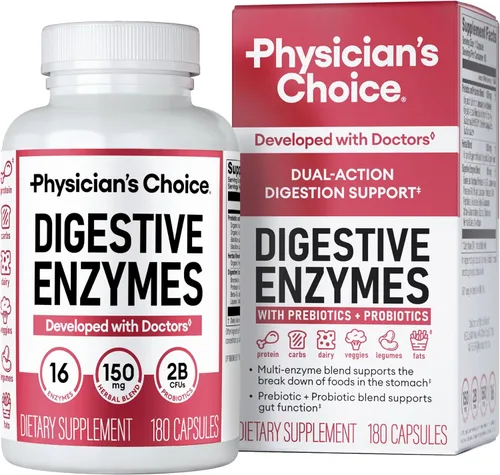 Vista 8 de Physician's CHOICE Enzimas digestivas para la hinchazón y la digestión - 16 enzimas con prebióticos orgánicos y probióticos para la salud intestinal