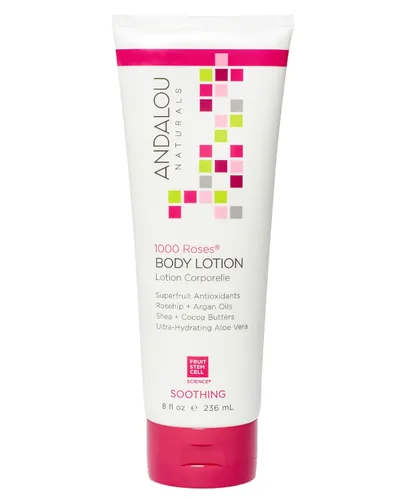 Andalou Naturals 1000 Roses Loción corporal calmante - Mejora la humedad de la piel con manteca de karité y aloe vera - Loción hidratante para