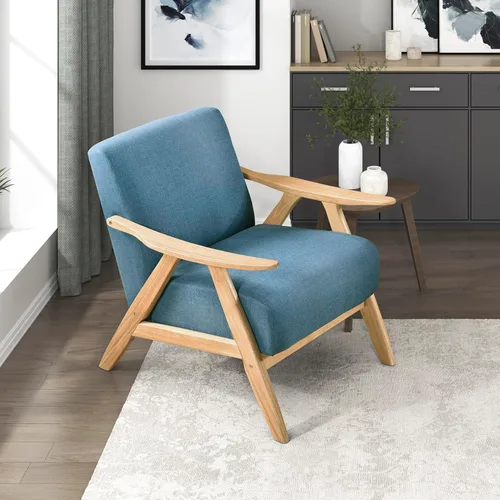 Vista 20 de Lexicon Silla de Acento Moderna de Mediados de Siglo con Marco de Madera Sólida en Acabado de Nogal, Sillón de Descanso Tapizado para Sala de Estar