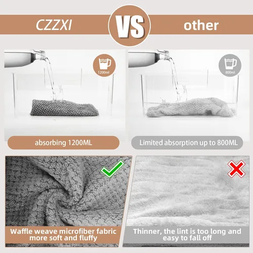 Vista 3 de CZZXI 3 toallas de microfibra para el cabello, envolturas para cabello mojado, turbantes antiencrespamiento, para cabello rizado (beige, caqui, gris)