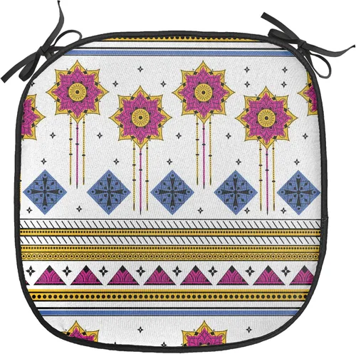 Vista 140 de Ambesonne Grunge Chair Seating Cushion, Retro Striped Background Pineapple Vintage Hippie Graphic, Anti-Slip Seat Padding for Kitchen & Patio