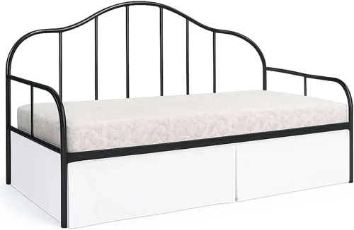 Vista 13 de Falda de cama plisada para sofá cama, falda de día individual color burdeos, caída de 12 pulgadas, 100% microfibra, falda de cama para sofá cama