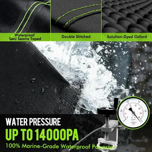 Vista 2 de Funda impermeable 1200D para lancha con cubierta de motor, lona marina con tinte solucionable, cubierta de lancha remolcable de 14 a 16 pies para 14